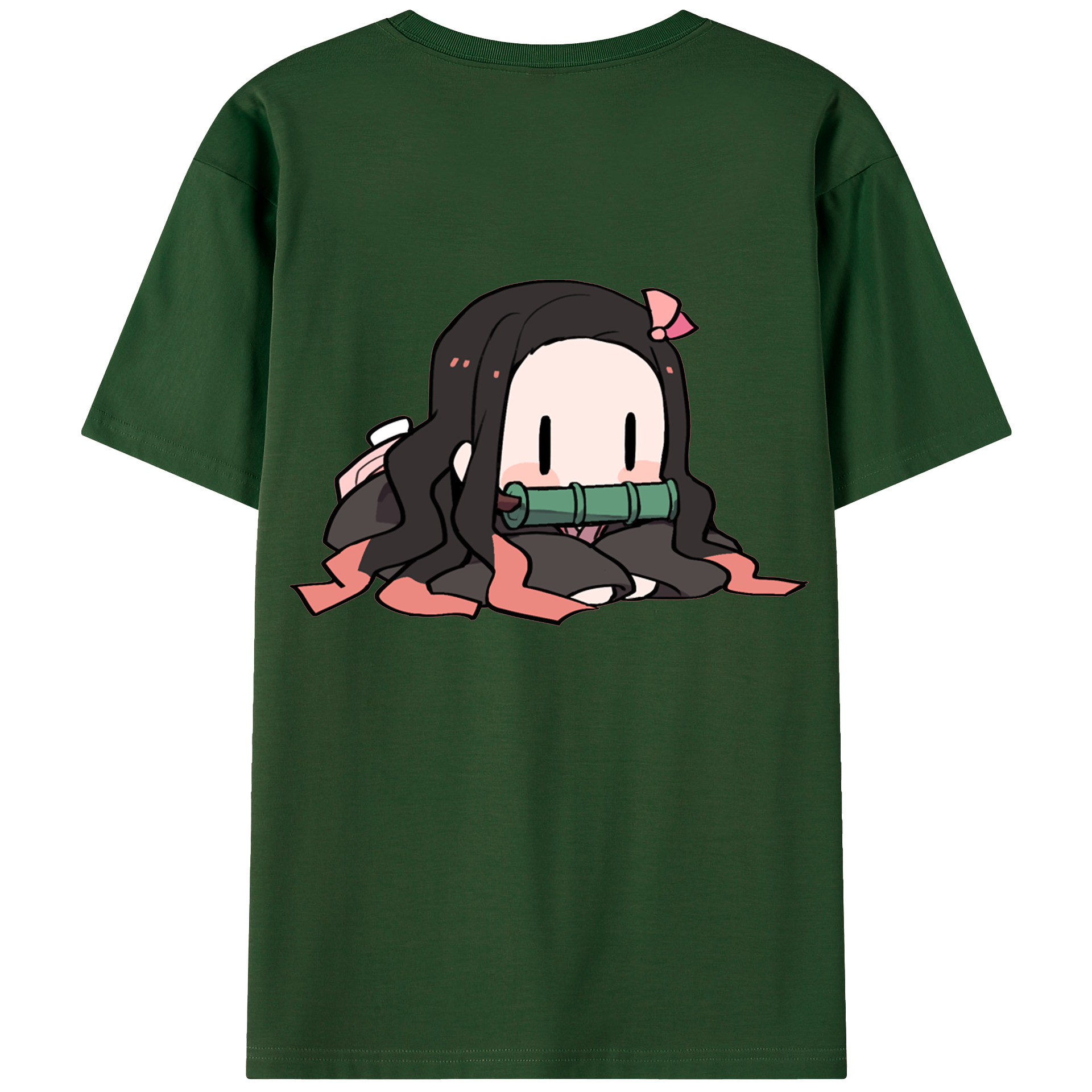 （画像用） 鬼滅の刃（きめつのやいば）竈門 禰󠄀豆子／かまど ねずこ Kamado Nezuko 綿100％半袖Tシャツ（背面プリント）